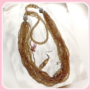Beautiful Pink and Gold Multi-String Necklace